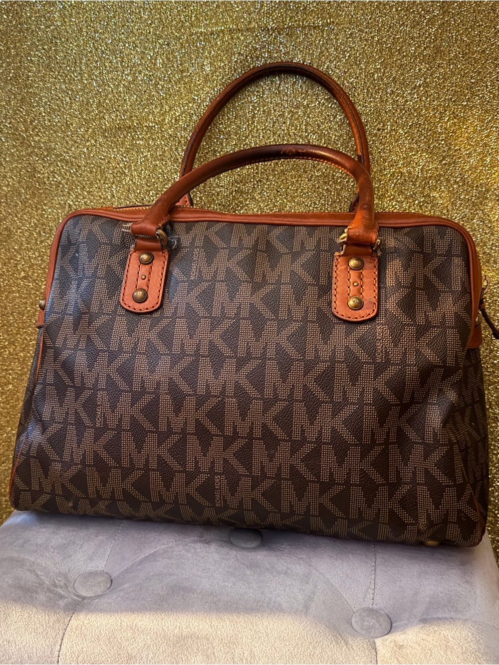 Michael Kors Chocolate Brown MK Monogram Handbag